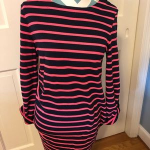 Navy blue and pink stripped dress